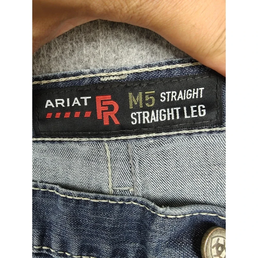 Ariat FR M5 Straight Leg Jeans Mens 40x32 Blue Medium Wash FR Stretch Denim